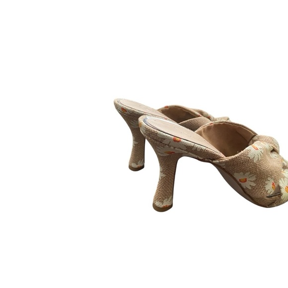 JESSICA SIMPSON Mayxie Burlap Daisy Flowers 3" Heel Sandals Size 8M - Picture 4 of 10